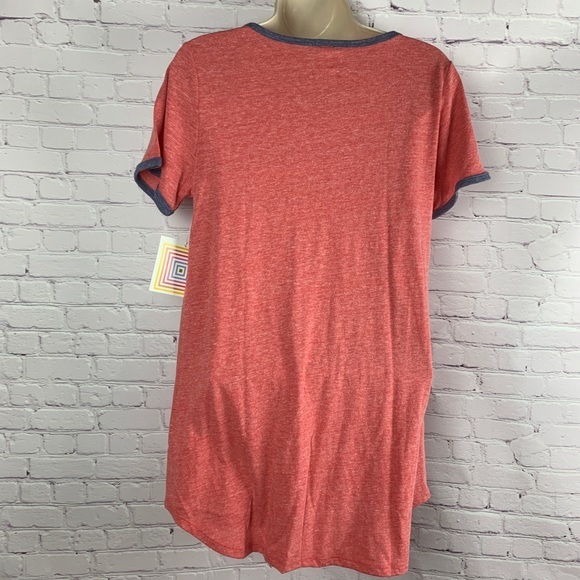 SOFT Red Classic T Blue ringer neck long cut comfy - Picture 4 of 8